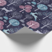 Modern Night Forest Deer Cadeaupapier (Hoek)