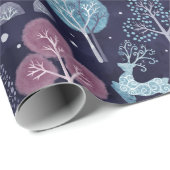 Modern Night Forest Deer Cadeaupapier (Rol Hoek)