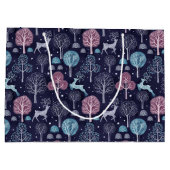 Modern Night Forest Deer Groot Cadeauzakje (Achterkant)