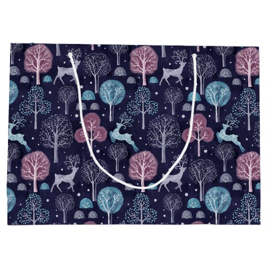 Modern Night Forest Deer Groot Cadeauzakje (Achterkant)