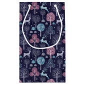 Modern Night Forest Deer Klein Cadeauzakje (Achterkant)