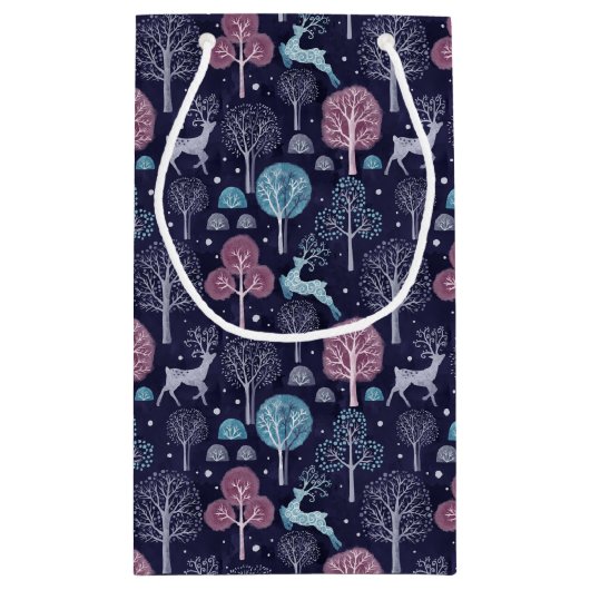 Modern Night Forest Deer Klein Cadeauzakje (Achterkant)