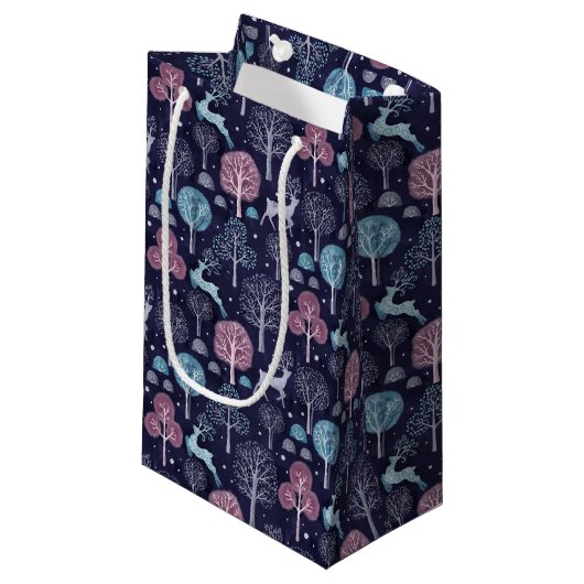 Modern Night Forest Deer Klein Cadeauzakje (Voorkant Gekanteld)