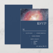 Modern Night Sky Galaxy Blue Paars Red Menu RSVP (Voorkant / Achterkant)