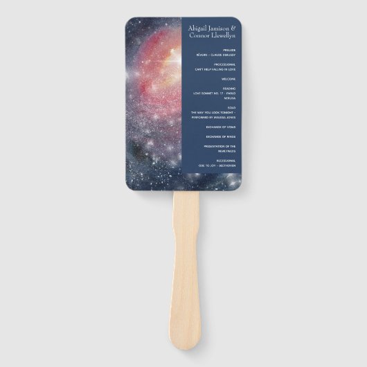 Modern Night Sky Galaxy Blue Paars Red Programme Handwaaier (Voorkant)