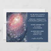 Modern Night Sky Galaxy Blue Paars Red Wedding Kaart (Voorkant)