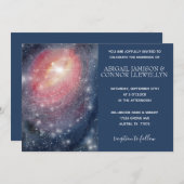 Modern Night Sky Galaxy Blue Paars Red Wedding Kaart (Voorkant / Achterkant)