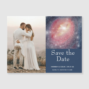 Modern Night Sky Galaxy Blue Paars Save the Date