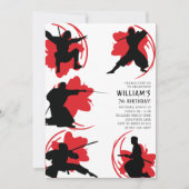 Modern Ninja Birthday Party Kaart (Voorkant)