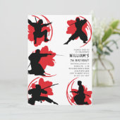 Modern Ninja Birthday Party Kaart (Staand voorkant)