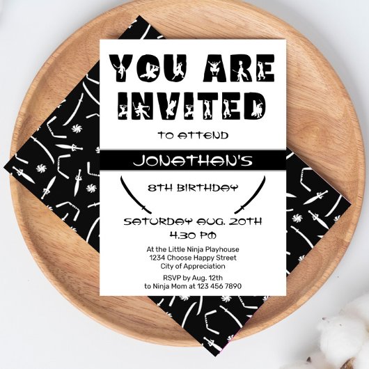 Modern Ninja Kind Warrior Silhouette Verjaardagsfe Kaart