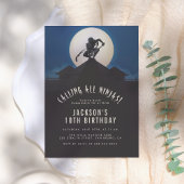 Modern Ninja on Roof Top Silhouette Birthday Party Kaart