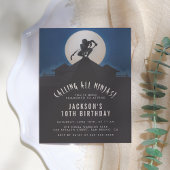 Modern Ninja op Roof Top Silhouette Birthday Party Uitnodiging Briefkaart