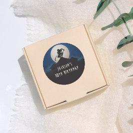 Modern Ninja Silhouette Birthday Party Ronde Sticker