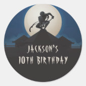 Modern Ninja Silhouette Birthday Party Ronde Sticker (Voorkant)