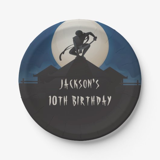 Modern Ninja Warrior Birthday Party Papieren Bordje (Voorkant)