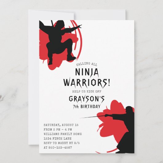 Modern Ninja Warriors Birthday Party Kaart (Voorkant)