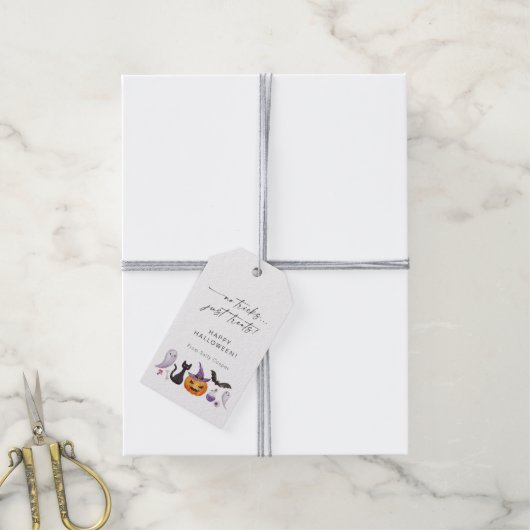 Modern No tricks behandelt alleen Halloween Cadeaulabel (Met Touw)