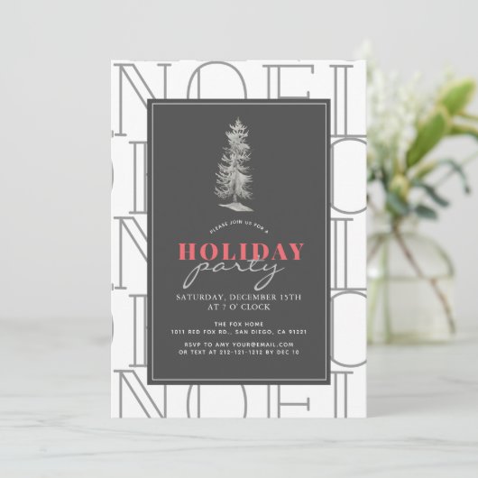 Modern NOEL Pattern White Kerstfeestdag Kaart (Staand voorkant)