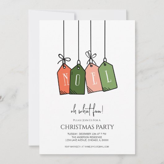 Modern Noel Prettige feestdagen Gift Labels Kerstm Kaart (Voorkant)