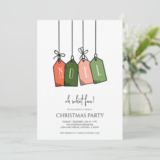 Modern Noel Prettige feestdagen Gift Labels Kerstm Kaart (Staand voorkant)