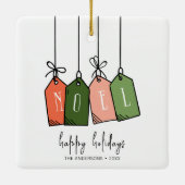 Modern Noel Prettige feestdagen Keramisch Ornament (Achterkant)