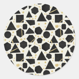 Modern Noir Geometric & Gold Splatter Ronde Sticker