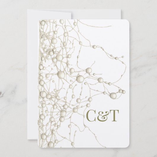 Modern Nonconformist Pearl Gold Script Wedding  Kaart (Achterkant)