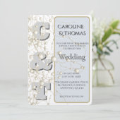 Modern Nonconformist Pearl Gold Script Wedding  Kaart (Staand voorkant)