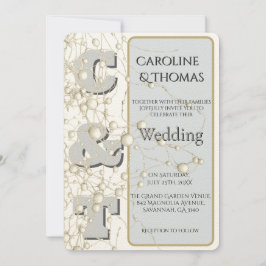 Modern Nonconformist Pearl Gold Script Wedding  Kaart