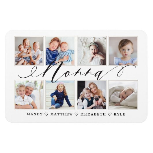 Modern Nonna Script | Foto-collage voor kleinkinde Magneet (Horizontaal)