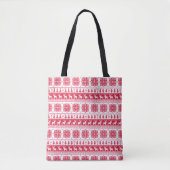 Modern Noords rood en wit patroon Tote Bag (Voorkant)