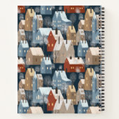 Modern Nordic Cozy Winter Town Pattern Monogram Notitieboek (Achterkant)