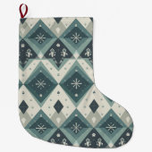 Modern Nordic Geometric Pet Stocking with Snow Grote Kerstsok (Voorkant)