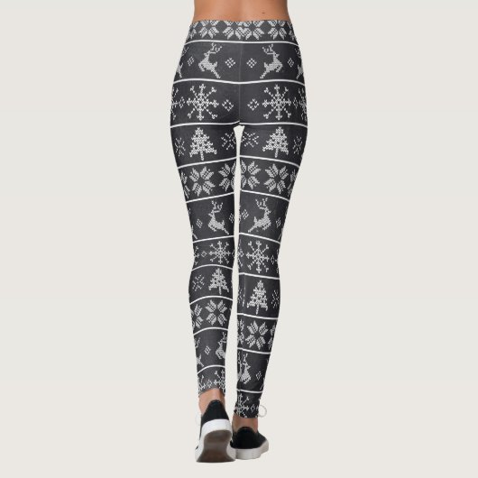 Modern Nordic Knit Ugly Sweater Chalkboard Gray Leggings (Achterkant)