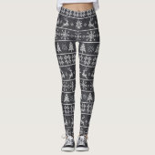 Modern Nordic Knit Ugly Sweater Chalkboard Gray Leggings (Voorkant)
