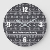 Modern Nordic Knit Ugly Sweater Chalkboard Name Grote Klok (Voorkant)