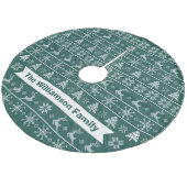 Modern Nordic Knit Ugly Sweater Green White Name Fleece Kerstboom Rok (Gekanteld)