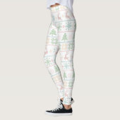 Modern Nordic Knit Ugly Sweater Pastel Pink Green Leggings (Links)