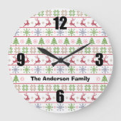 Modern Nordic Knit Ugly Sweater Red Green Name Grote Klok (Voorkant)