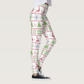 Modern Nordic Knit Ugly Sweater Red Green White Leggings (Rechts)