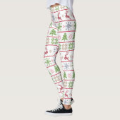 Modern Nordic Knit Ugly Sweater Red Green White Leggings (Links)
