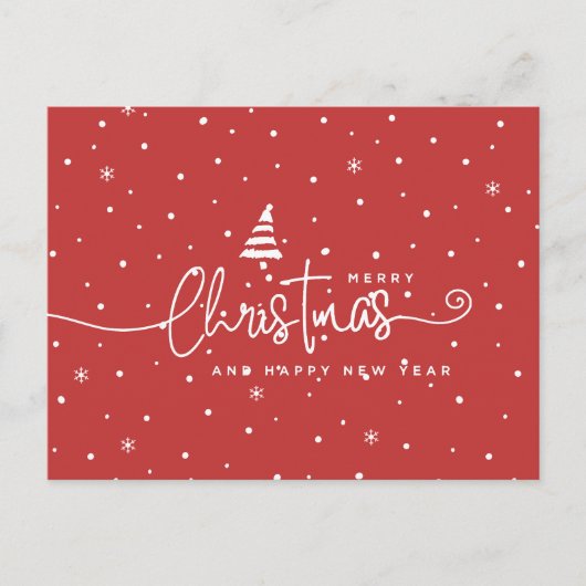 Modern Nordic-stijl rood en wit Feestdagenkaart (Voorkant)