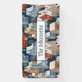Modern Nordic Whimsical Scandi Winter Town Pattern Spandoek (Verticaal)