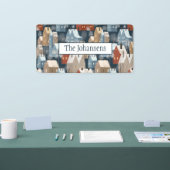 Modern Nordic Whimsical Scandi Winter Town Pattern Spandoek (Beurs)