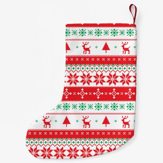 Modern Nordic Winter Feestdagen Pattern Kleine Kerstsok (Achterkant)