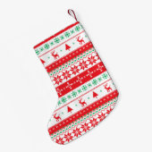 Modern Nordic Winter Feestdagen Pattern Kleine Kerstsok (Achterkant (Hangend))