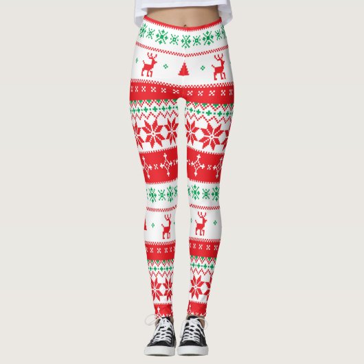 Modern Nordic Winter Feestdagen Pattern Leggings (Voorkant)