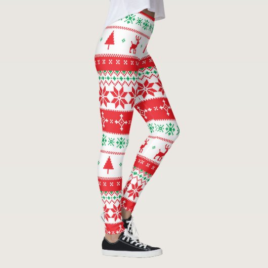 Modern Nordic Winter Feestdagen Pattern Leggings (Rechts)