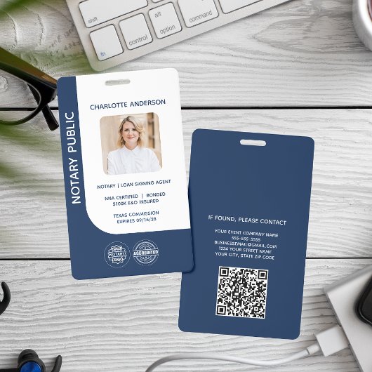Modern Notaris Openbaar Ondertekeningsagent Blauwe Badge